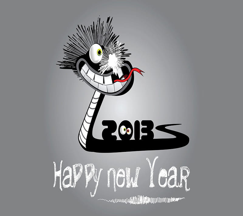 Happy New Year 2013, 2013, cartoon, cool, desenho, funny, happy new year, new, snake, HD wallpaper