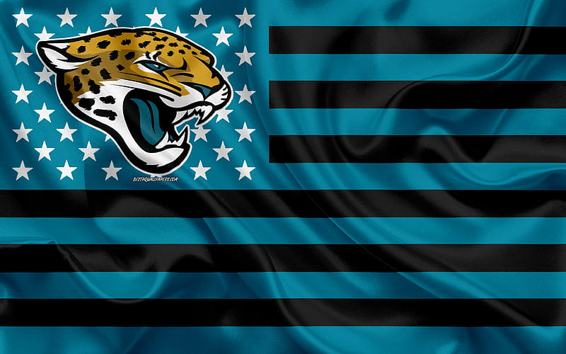 Jacksonville Jaguars, American football team, creative American flag, blue black flag, NFL, Jacksonville, Florida, USA, logo, emblem, silk flag, National Football League, American football, HD wallpaper