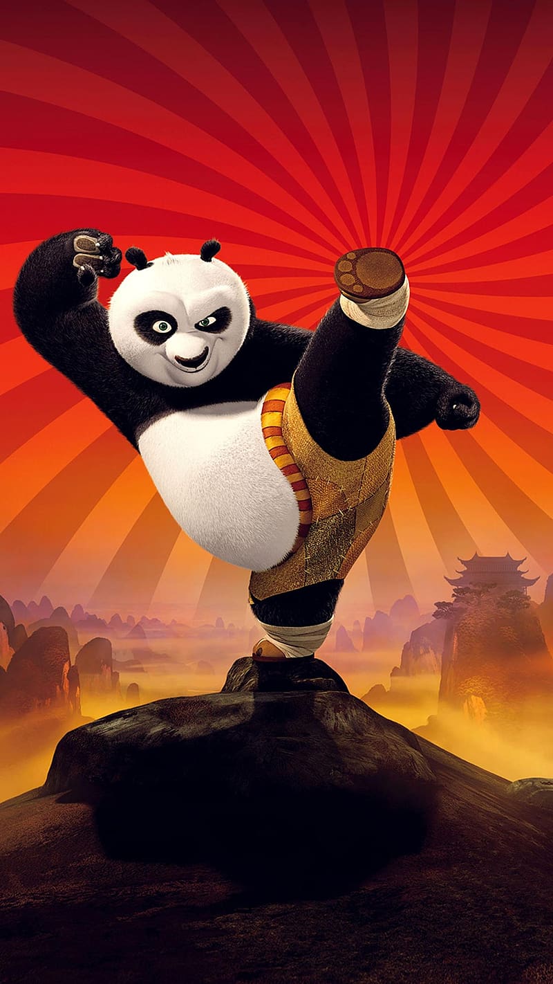 Kung Fu Panda Kicking, kung fu panda, kicking, animated, panda, HD phone wallpaper