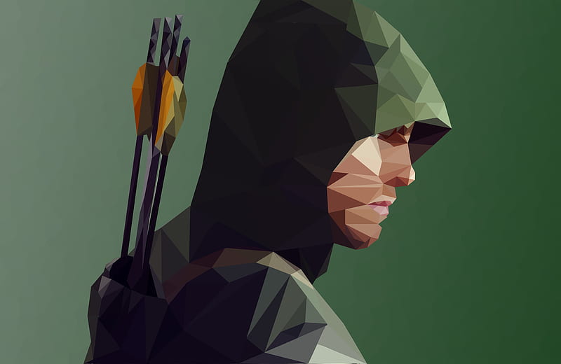 Arrow Low Poly, arrow, superheroes, artwork, artist, artstation, low-poly, HD wallpaper
