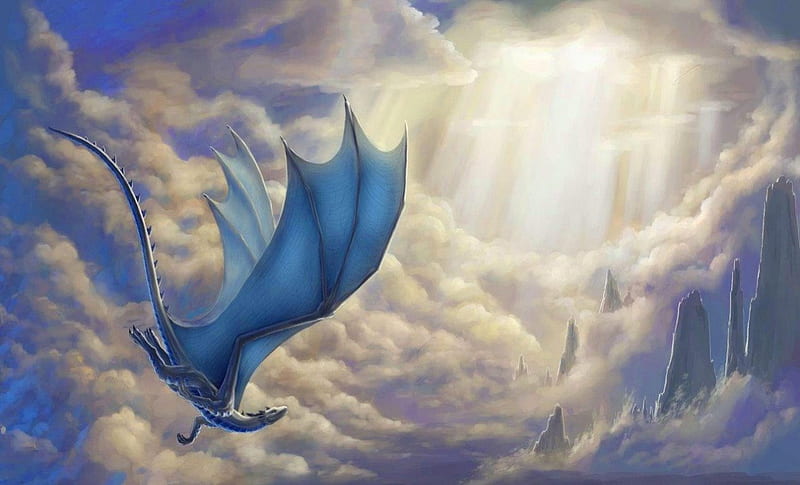 Cloud-dance, fantasy , clouds, abstract, sky, dragons, HD wallpaper