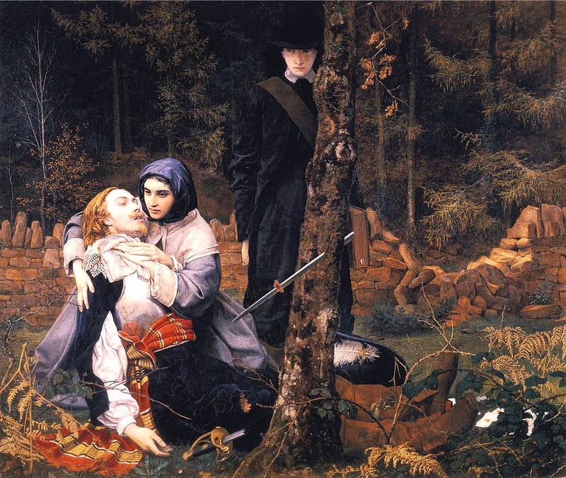 William Shakespeare Burton. 'Wounded Cavalier'. 1856, art, pre raphaelites, death, romanticism, HD wallpaper