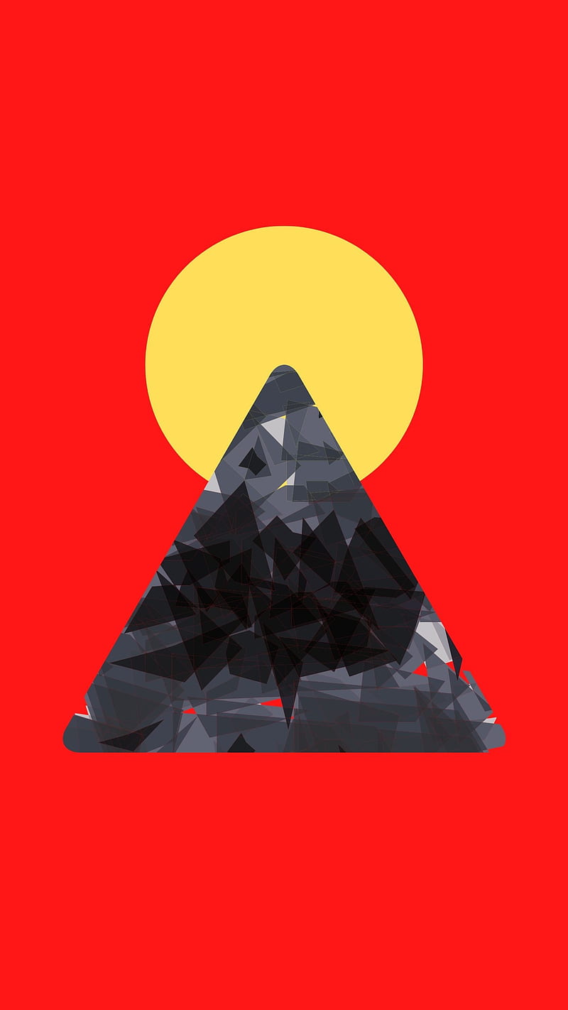 Abstract Mountain, Geometric, Sun, aesthetic, art , artsy, bonito, cool, red, HD phone wallpaper