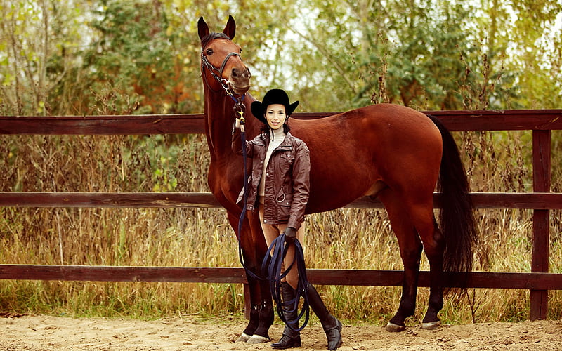 Handling Life. ., fence, hats, boots, cowgirl, ranch, horses, outdoors, brunettes, style, HD wallpaper