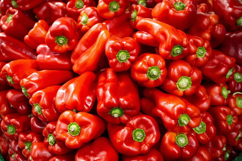 Bell Peppers, red, food, fruits, peppers, HD wallpaper