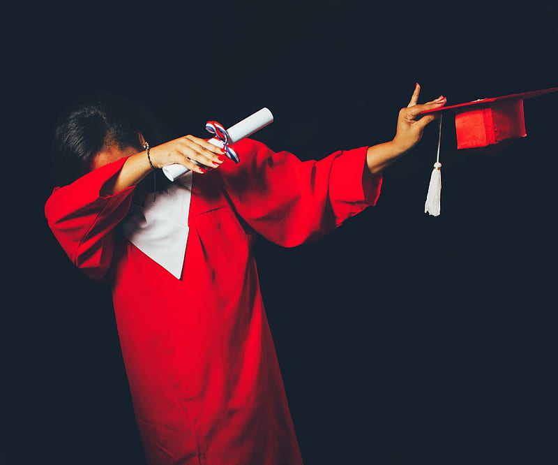 person wearing red graduation dress, HD wallpaper