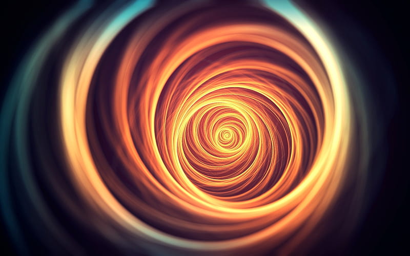 circles, rings, vortex, 3d art, spiral, creative, HD wallpaper