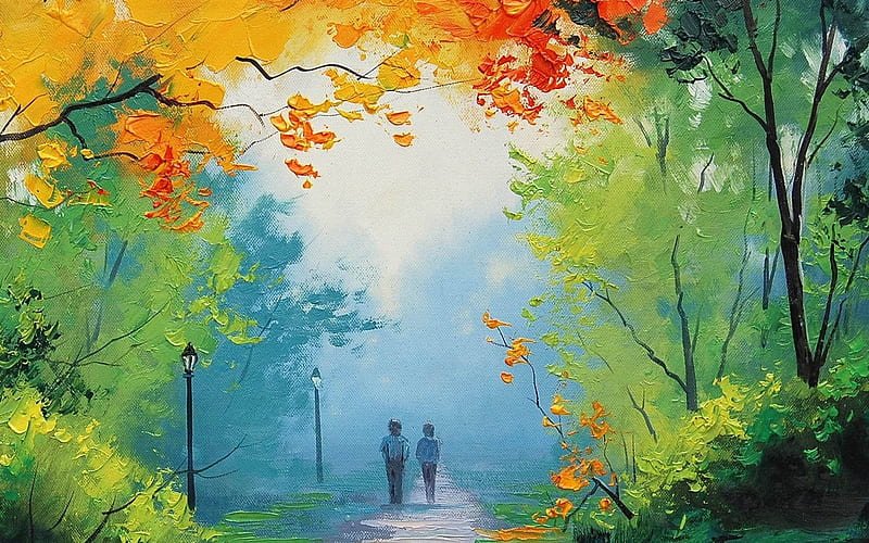 Couple In Autumn Drawing, HD wallpaper | Peakpx