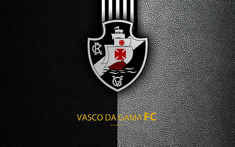 Vasco da Gama FC Brazilian football club, Brazilian Serie A, leather texture, emblem, logo, Rio de Janeiro, Brazil, football, HD wallpaper