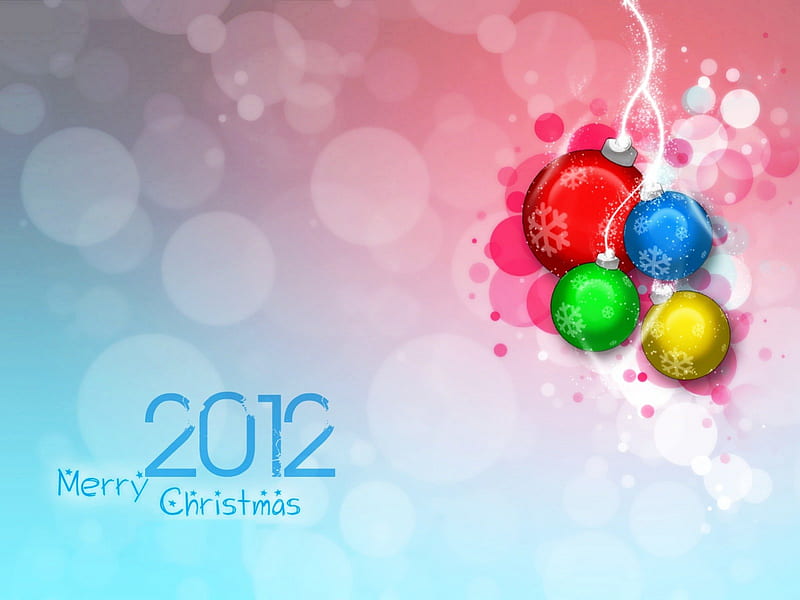 2012- Merry Christmas:), ornaments, colorful, christmas, 2012, winter, graphy, merry christmas, snow, light, HD wallpaper