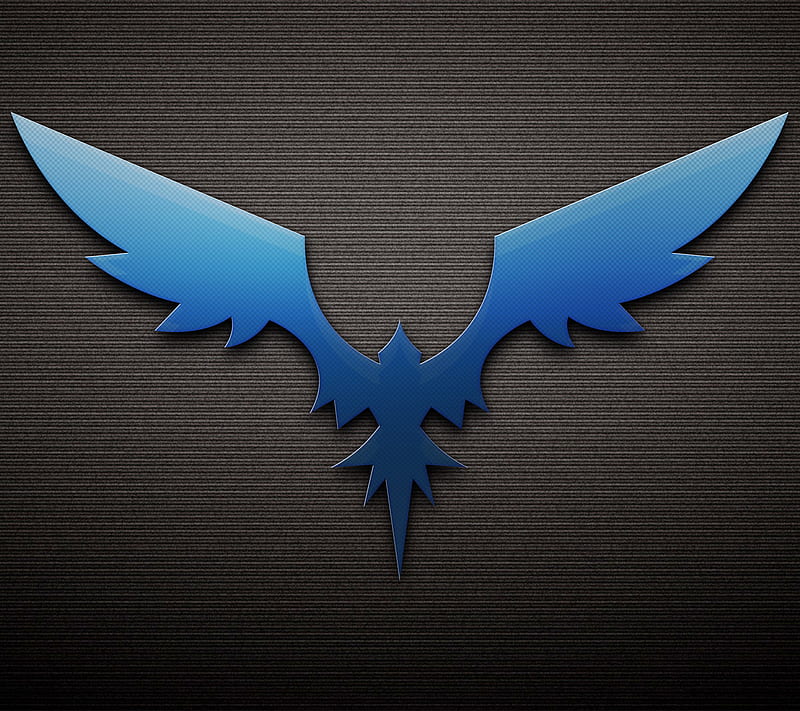 Phoenix, 3d, bird, blue logo, wings, HD wallpaper