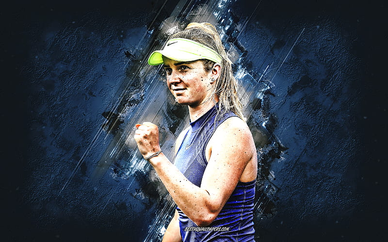Elina Svitolina, ATP, Ukrainian tennis player, portrait, blue stone background, tennis, HD wallpaper