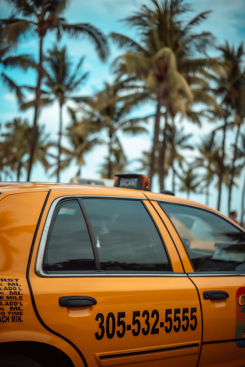 Taxi , miami, miami beach, vacant, HD phone wallpaper
