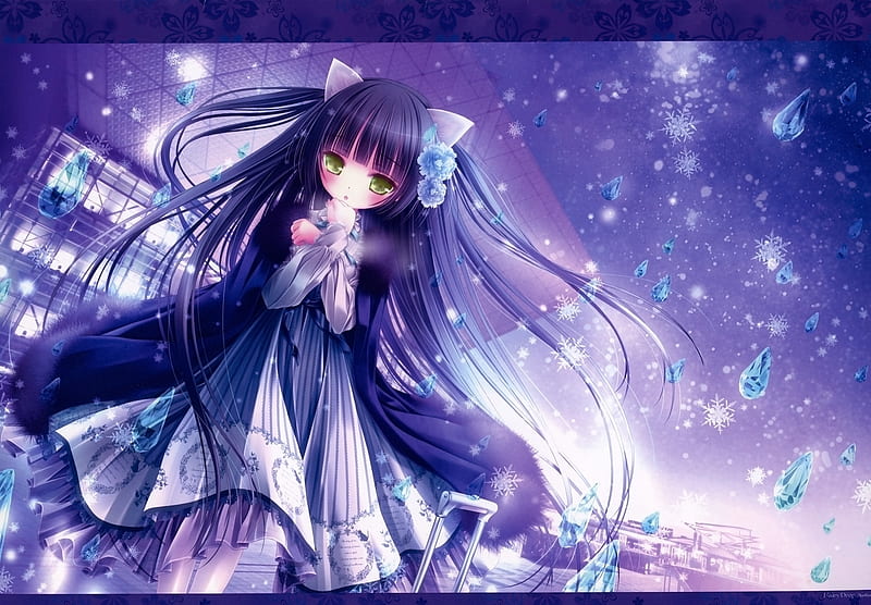 :), tinkle, anime, girl, purple, manga, blue, HD wallpaper