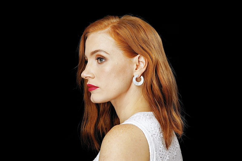 Jessica Chastain, girl, actress, redhead, black, woman, HD wallpaper
