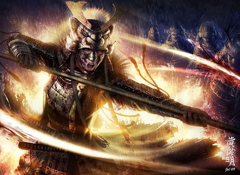 Matsu Kita, fight, warrior, samurai, girl, HD wallpaper