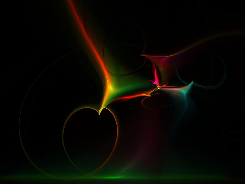 Tree of Hearts, colours, abstract, fracture, HD wallpaper