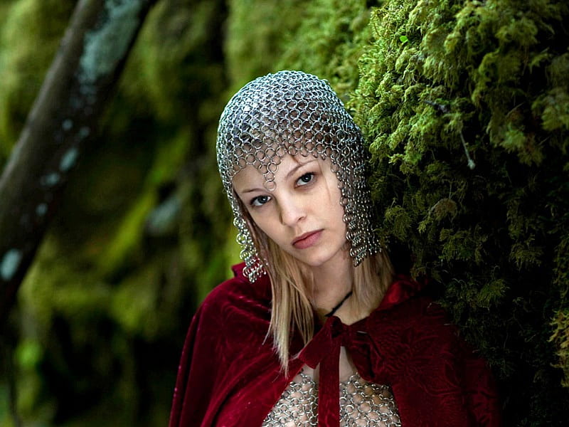 Wearing her Chain & Mail, chain, red, model, mail, HD wallpaper