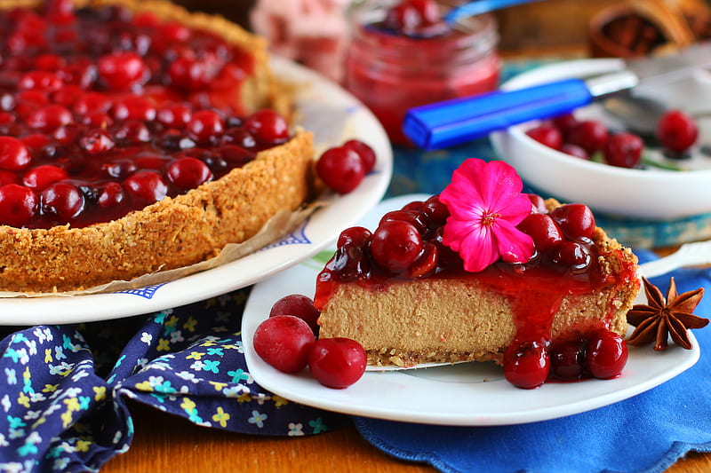 Food, Cheesecake, Cherry, Dessert, Fruit, HD wallpaper