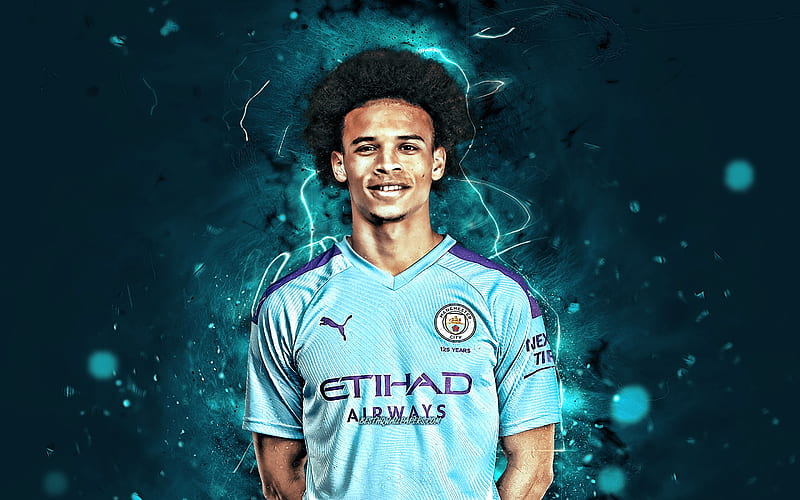 Download wallpapers Leroy Sane, 4k, art, Manchester City FC, German  football player, splashes of paint, grunge art, creative art, Premier  League, England, footb…