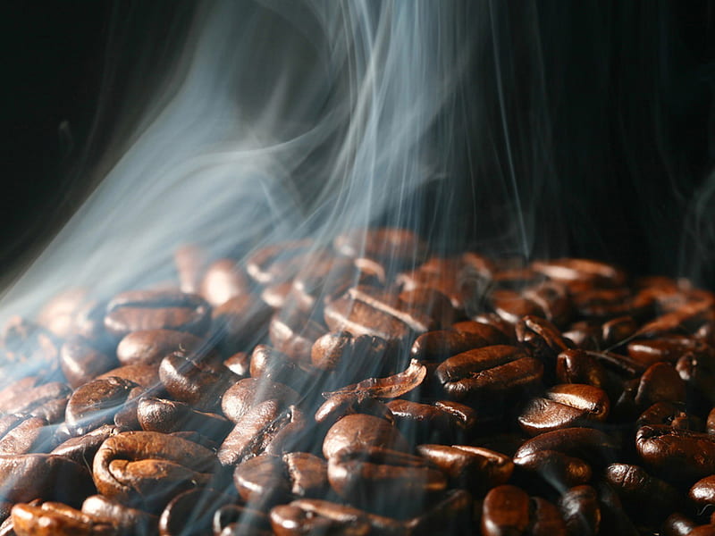 Fresh Roasted Coffee Beans, coffee, smoking, fresh, beans, roasted, HD wallpaper