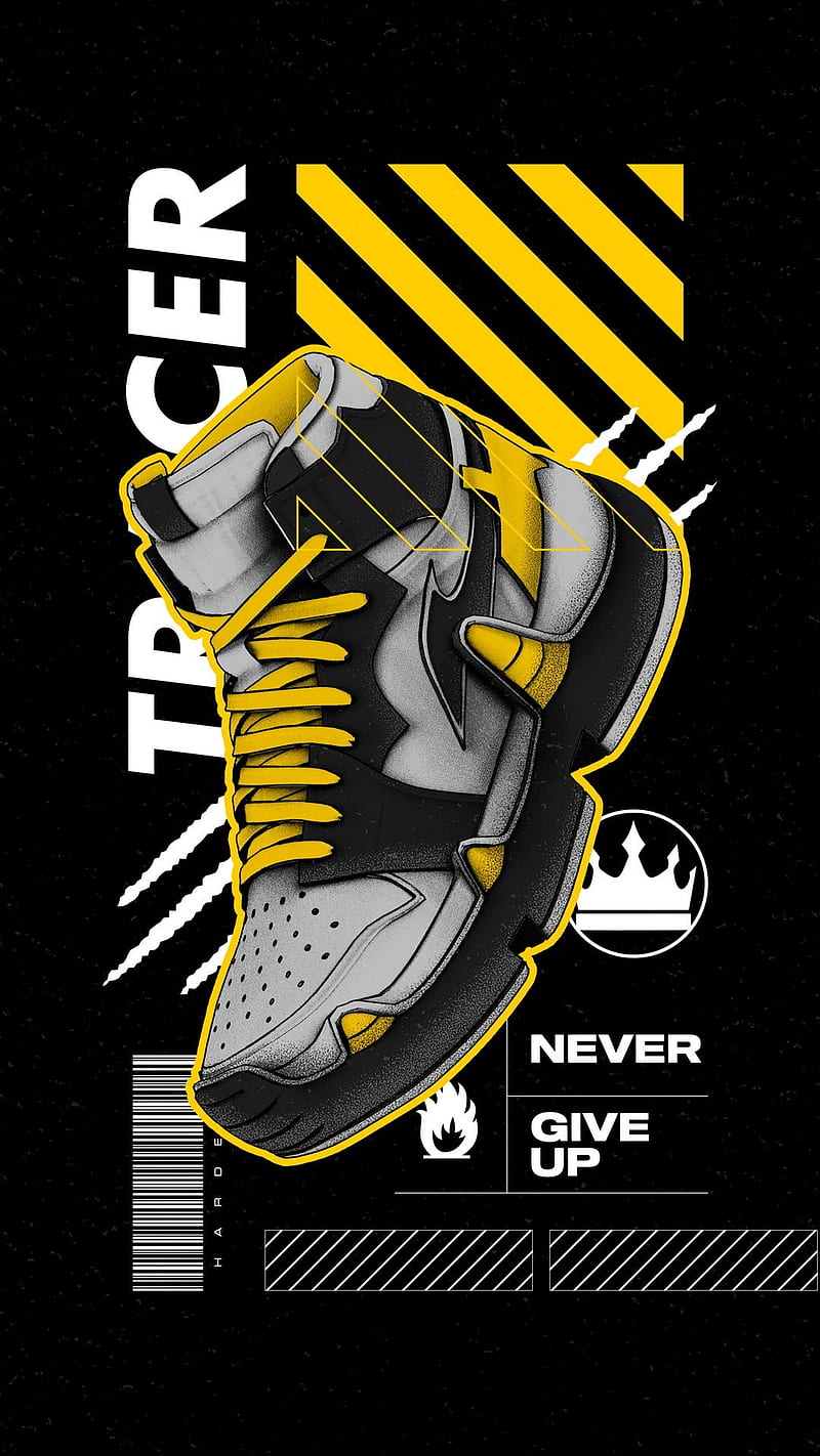 Never give up, sayings, basketball, star, drawings, yellow, , shoes, sport shoes, HD phone wallpaper