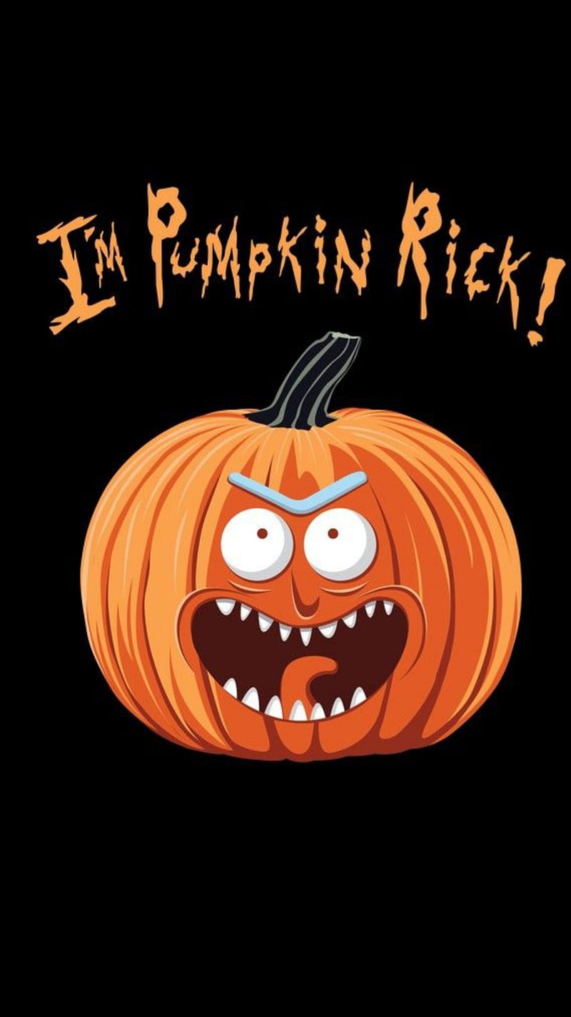 Pumpkin Rick, cartoon, funny, halloween, lol, pickle rick, pumpkin, rick and morty, HD phone wallpaper
