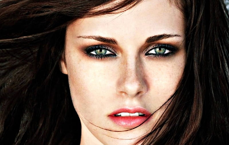 Kristen Stewart, movie, girl, actress, green eyes, face, twilight, woman, HD wallpaper