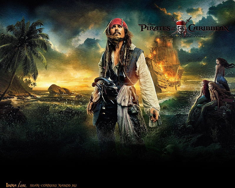 Pirates of the Caribbean: On Stranger Tides (2011), poster, movie, on stranger tides, mermaid, man, fantasy, pirates of the caribbean, actor, disney, Johnny Depp, HD wallpaper