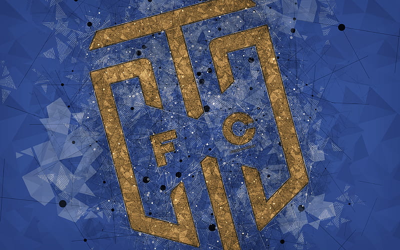 Cape Town City FC logo, geometric art, South African football club, blue background, Premier Soccer League, PSL, Cape Town, South Africa, football, HD wallpaper