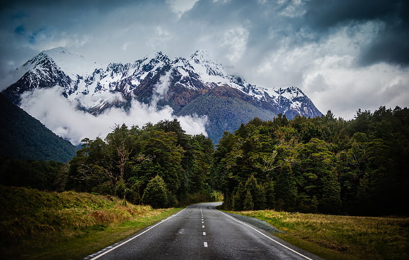 *** The road in the mountains ***, gory, droga, nature, drzewa, HD wallpaper