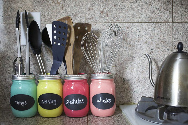 Mason Jar organize kitchen, mason jars, ideas, organize, home items, kitchen, jars, HD wallpaper