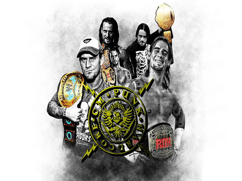 CM Punk title holder in every organization, wwf, nxt, champ, wwe, punk, cm, nexus, roh, tna, ecw, HD wallpaper