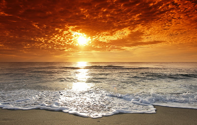 Sunset-R, pretty, sun, bonito, sunset, clouds, sea, beach, tide, graphy,  nice, HD wallpaper | Peakpx