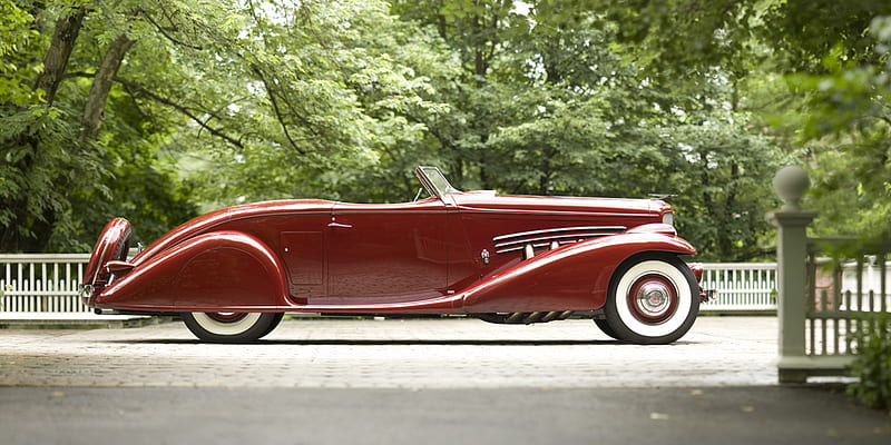 1935 Duesenberg SJ, red, duesenberg, woods, sj, 35, 343, sedan, antique, 1935, automobile, car, convertible, classic, vintage, HD wallpaper