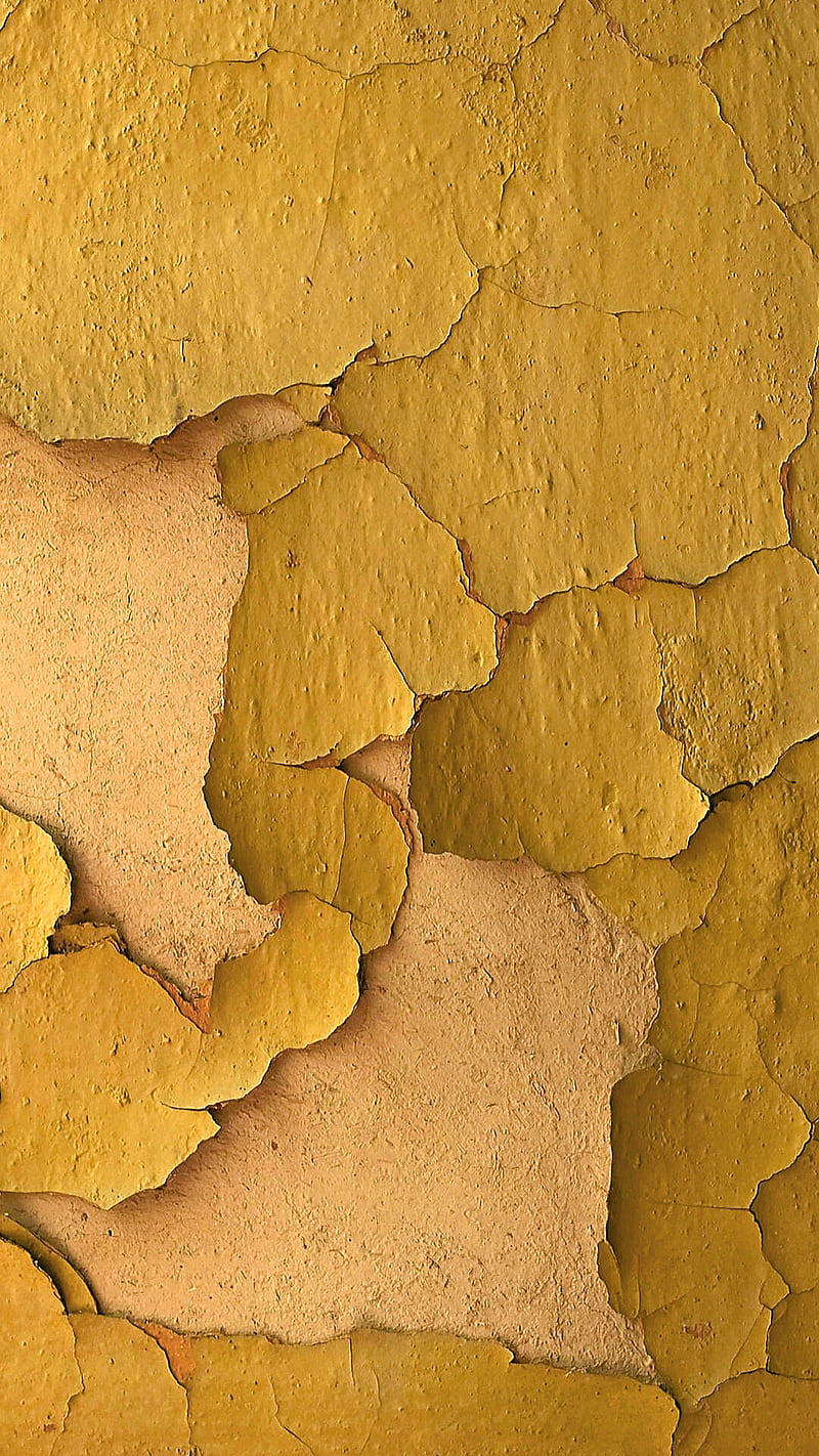 Cracked wall, texture, yellow, HD phone wallpaper