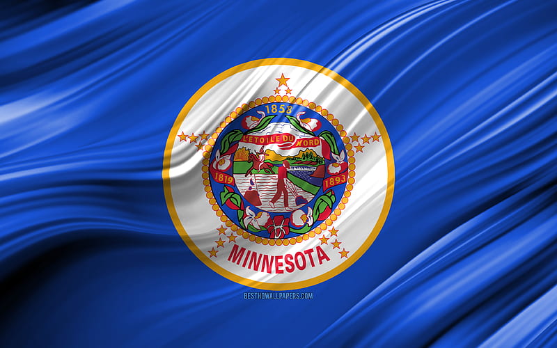Minnesota flag, american states, 3D waves, USA, Flag of Minnesota, United States of America, Minnesota, administrative districts, Minnesota 3D flag, States of the United States, HD wallpaper