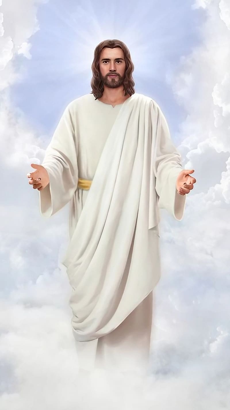 Yeshu Masih, Jesus Standing On Clouds, lord, god, HD phone wallpaper