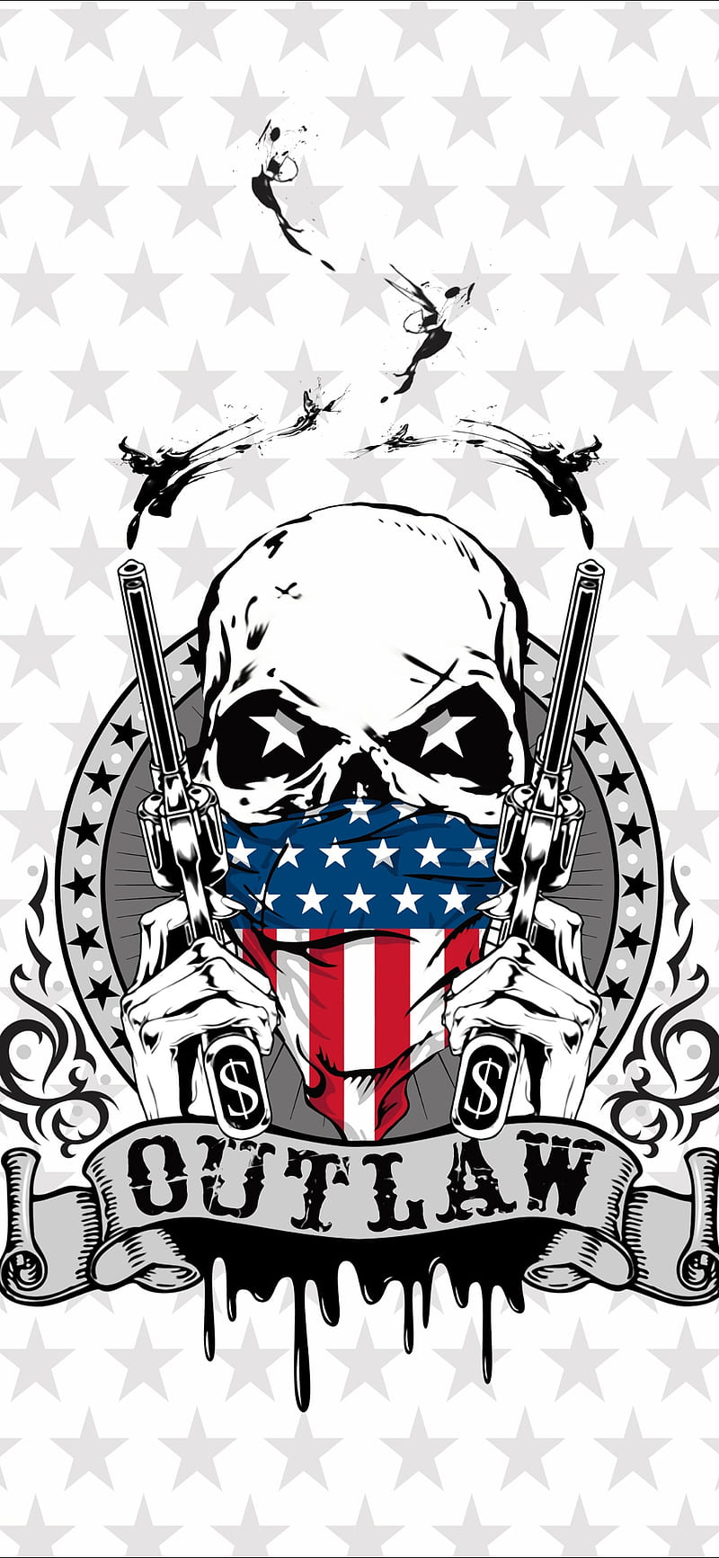 Skull, eua, flag, outlaw, pistol, usa, weapon, HD phone wallpaper