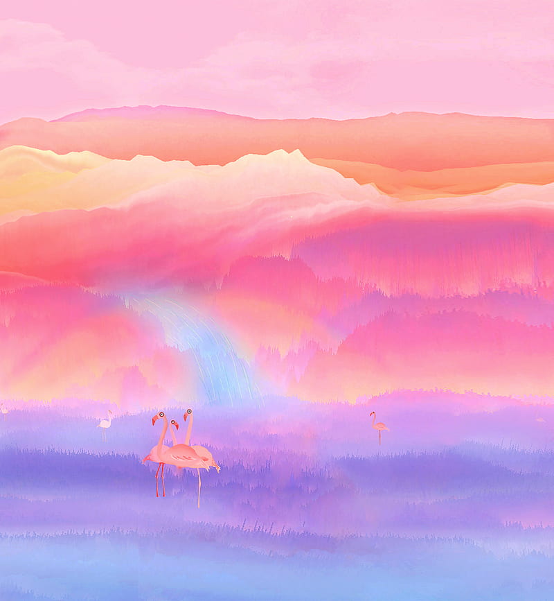 abstract, flamingos, colorful, artwork, HD phone wallpaper