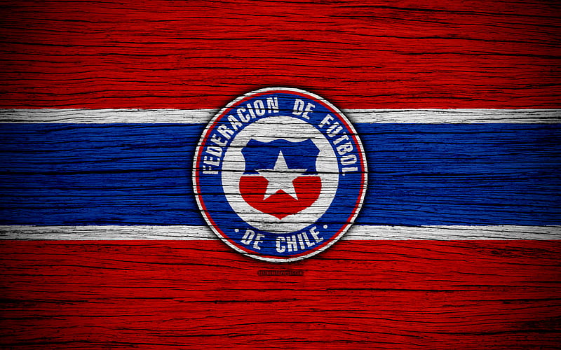 Chile national football team, logo, North America, football, wooden texture, soccer, Chile, emblem, South American national teams, Chilean football team, HD wallpaper