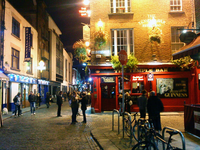 Temple Bar at Night in Dublin, Ireland - stock - Public Domain, HD wallpaper