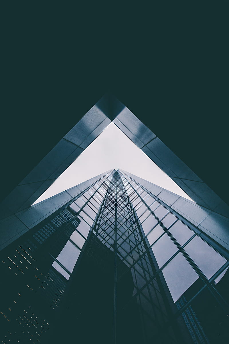 building, architecture, glass, dark, bottom view, HD phone wallpaper