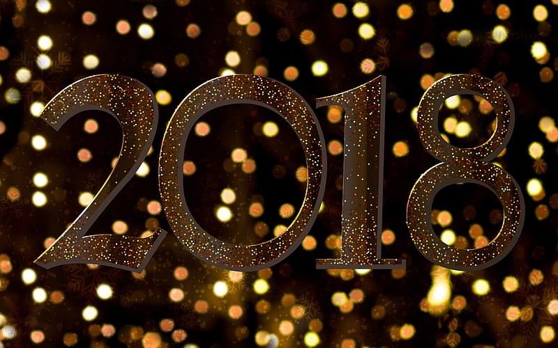 New Year, 2018, bright lights, 2018 concepts, HD wallpaper