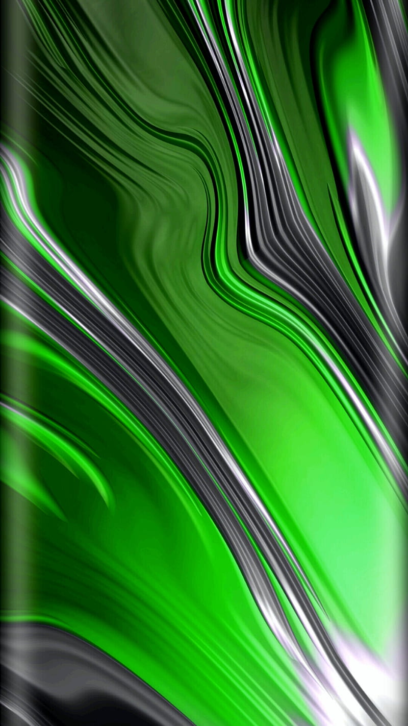 green abstract, desenho, edge, line, wave, HD phone wallpaper
