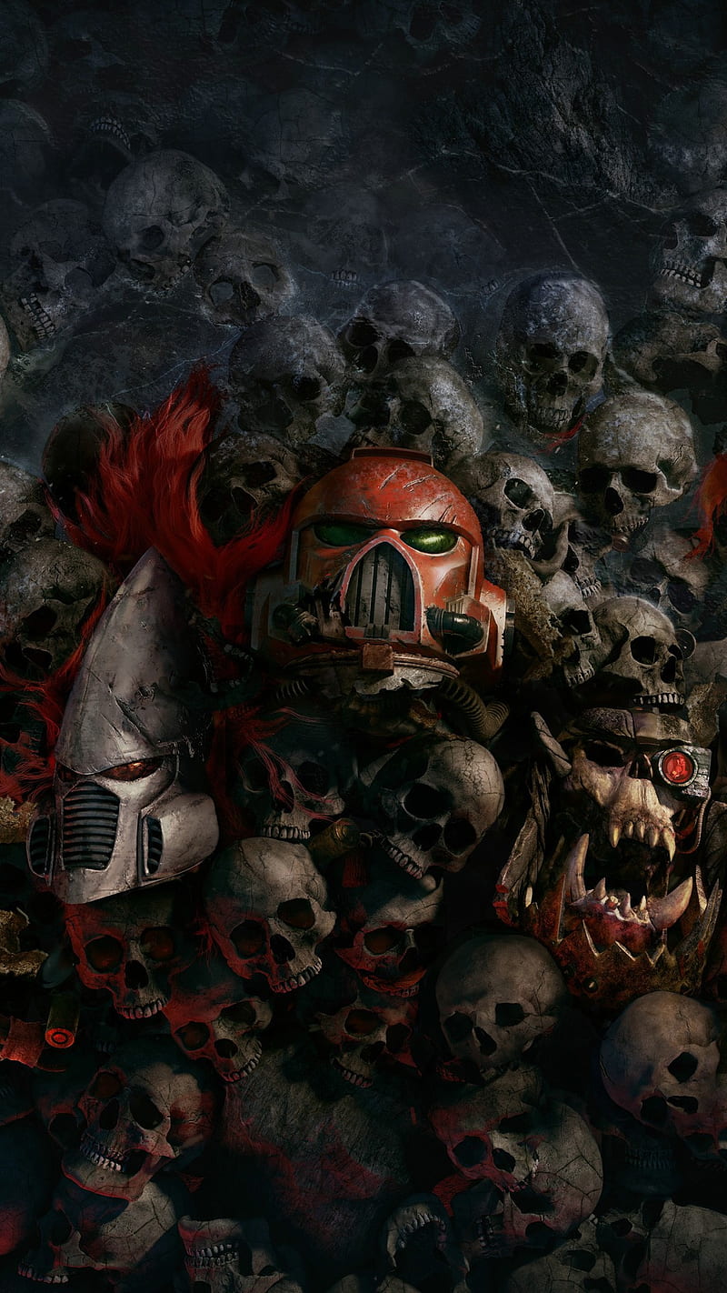 Warhammer skulls, death, help me, red, souls, HD phone wallpaper