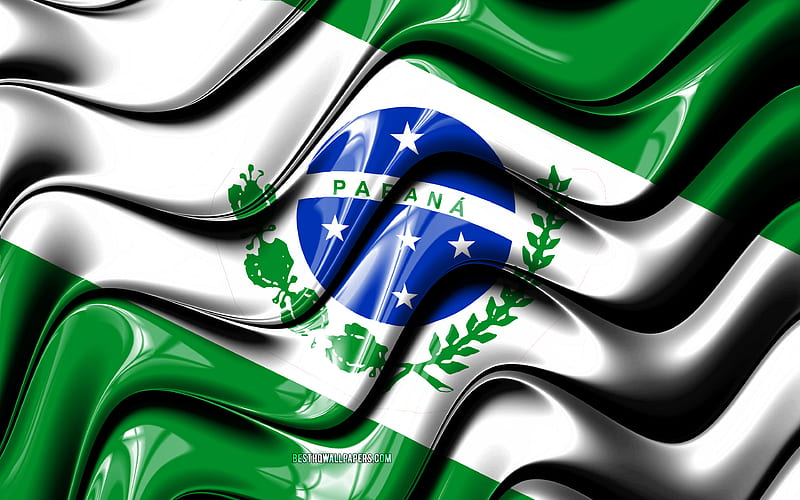 Parana flag States of Brazil, administrative districts, Flag of Parana, 3D art, Parana, brazilian states, Parana 3D flag, Brazil, South America, HD wallpaper