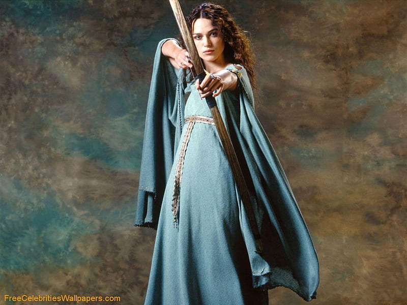 Keira Knightley, long blue dress, dark long hair, female, actress, nice pic, HD wallpaper