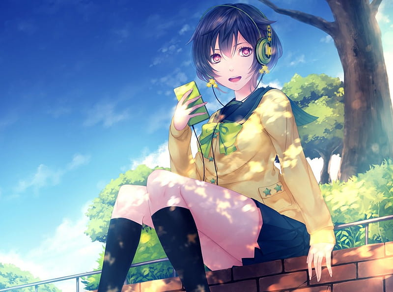 1920x1080px 1080p Free Download Cute Girl Short Hair Cute Girl Anime Blush Headphones 1095