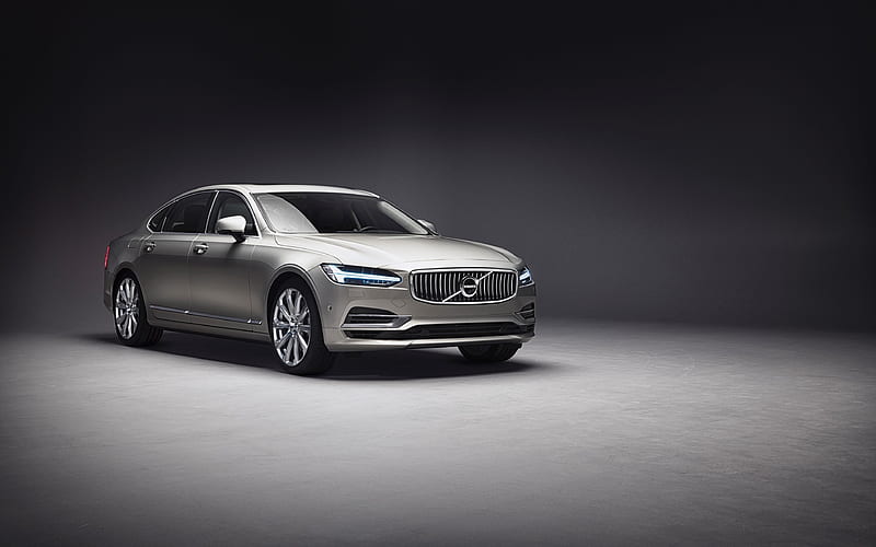Volvo S90 Ambience Concept, 2018 luxury sedan, business class, exterior, new silver S90, Volvo, HD wallpaper